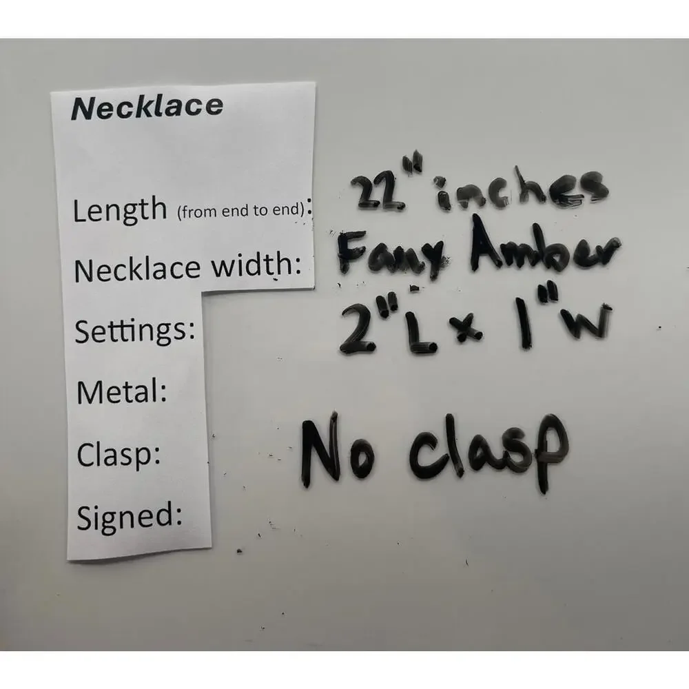 Orange Beaded Necklace with Amber Teardrop Pendant - Picture 6 of 6